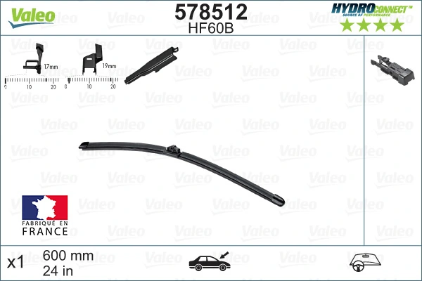 Щетка дворника левая VALEO 578512
