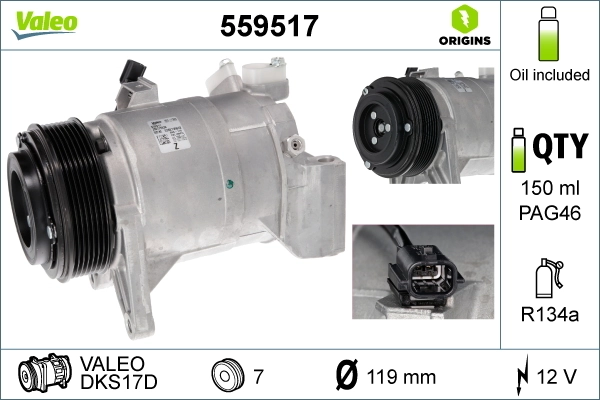 Купить 559517 VALEO Компрессор климатической установки