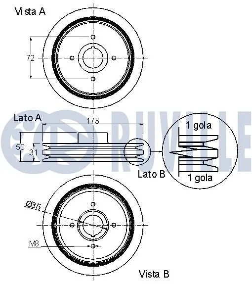 520205 Ruville Шкив коленчатого вала
