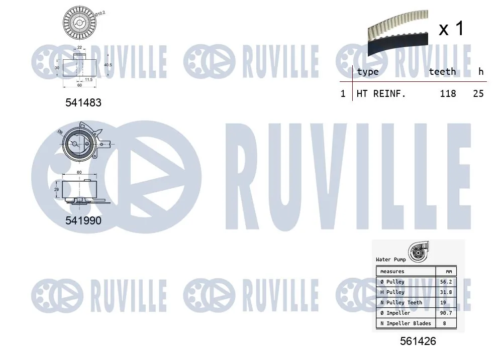 5502801 Ruville Комплект ремня ГРМ