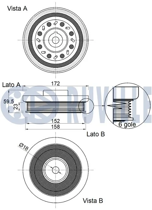 520408 Ruville Шкив коленчатого вала