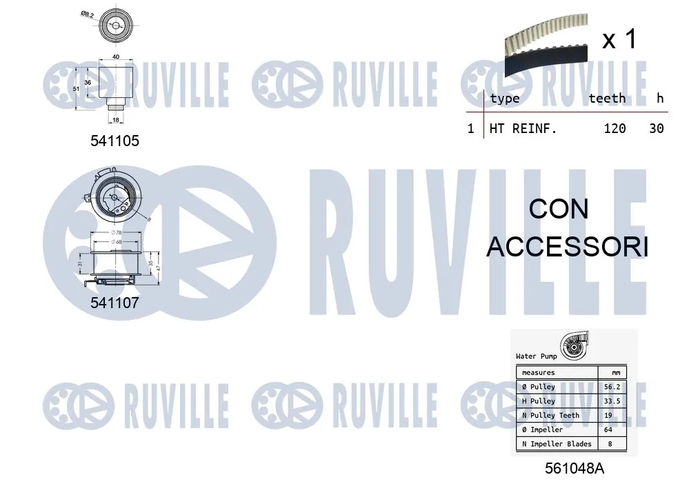 5500611 Ruville Комплект ремня ГРМ