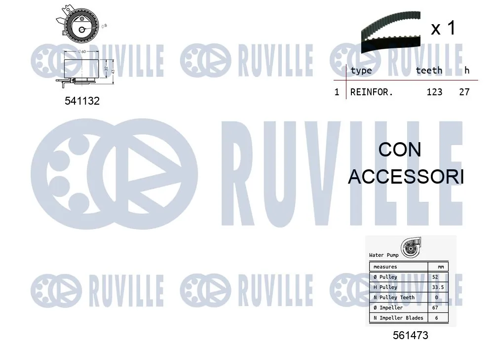 5500553 Ruville Комплект ремня ГРМ