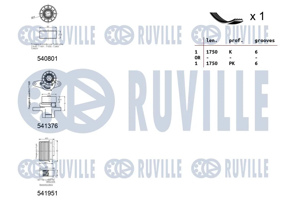 570164 Ruville Ремень приводной, комплект