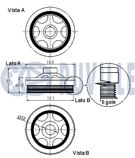 520087 Ruville Шкив коленчатого вала