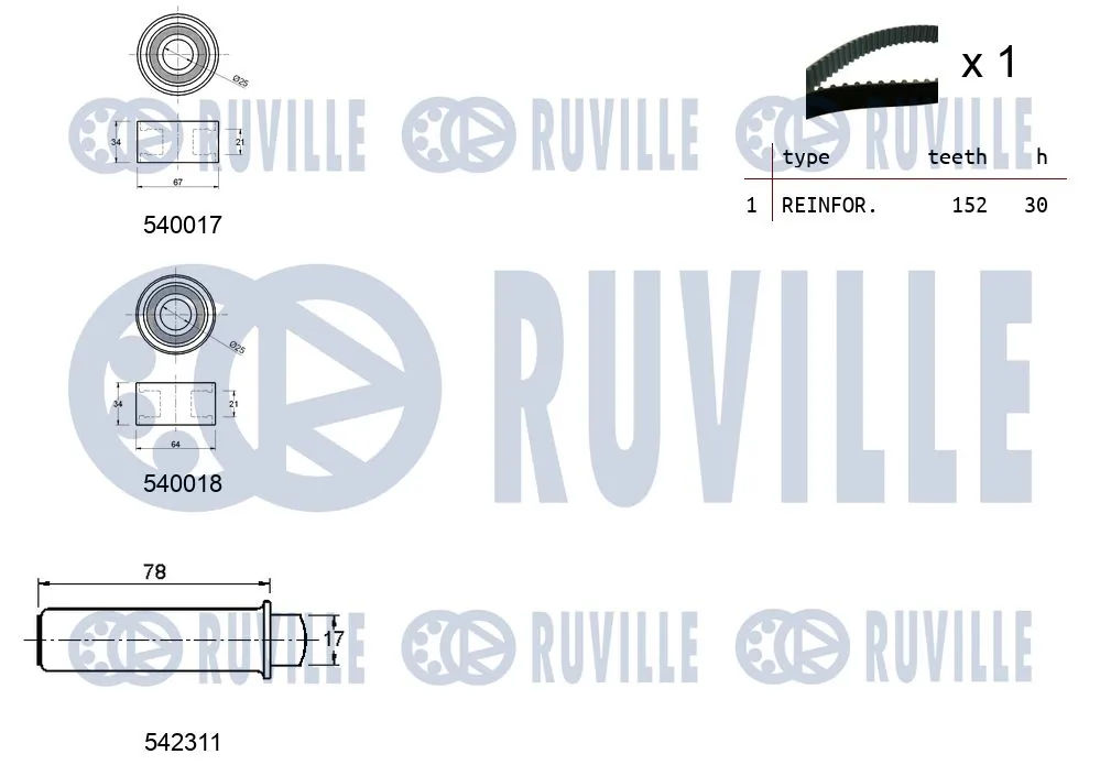 550392 Ruville Комплект ремня ГРМ
