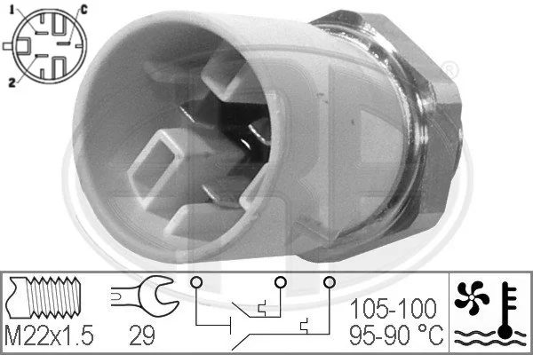 Sensor de temperatura do fluido de esfriamento (de ativação de ventilador do radiador) Nissan Micra K11