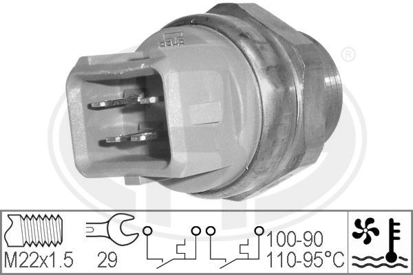 Sensor de temperatura do fluido de esfriamento (de ativação de ventilador do radiador) Ford Transit 4 T