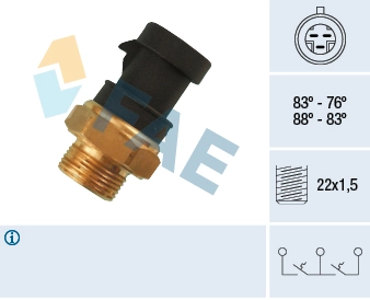 Sensor de temperatura do fluido de esfriamento (de ativação de ventilador do radiador) Fiat Ducato 1 290