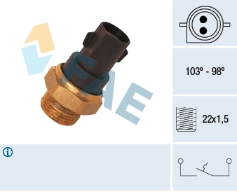 Sensor de temperatura do fluido de esfriamento (de ativação de ventilador do radiador) Ford Fiesta F3L, F5L