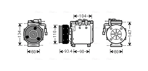 Compressor de aparelho de ar condicionado Mitsubishi Colt 4 CAA