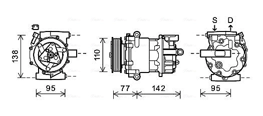Купить SD6V121931 Sanden Компрессор климатической установки