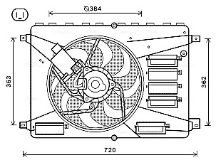 Ventilador elétrico de esfriamento montado (motor + roda de aletas) Ford Mondeo 4 CA2