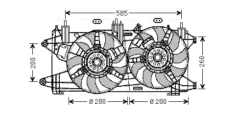 Difusor do radiador de esfriamento, montado com motor e roda de aletas Fiat Doblo 1 119