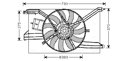 Ventilador elétrico de esfriamento montado (motor + roda de aletas) Opel Vectra