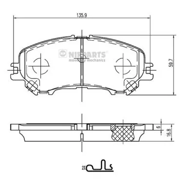  Передние тормозные колодки Nissan Rogue 