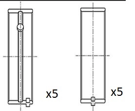 Вкладыши коленвала коренные, комплект, стандарт (STD) MB5621STD King