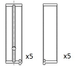 Вкладыши коленвала коренные, комплект, стандарт (STD) H12495 Glyco