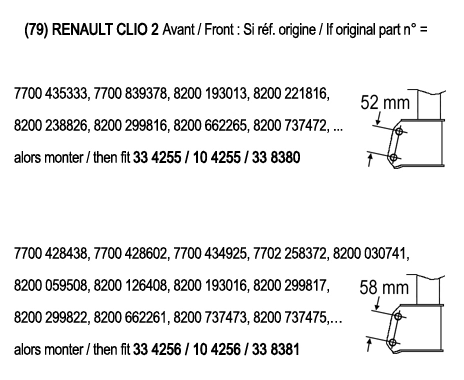 Amortecedor dianteiro Renault Clio LB0, LB1, LB2