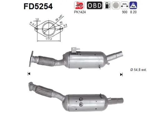 95524809 Peugeot/Citroen Сажевый фильтр DPF
