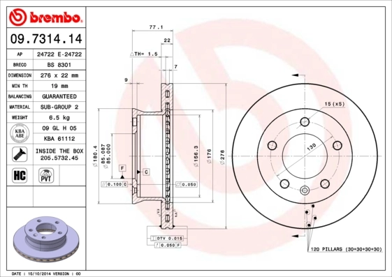  Disco do freio dianteiro Mercedes Sprinter I 2-t сaixa (901, 902) (1995 - 2006) I 2-t