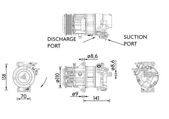 Компрессор кондиционера ACP1491000P Mahle Original