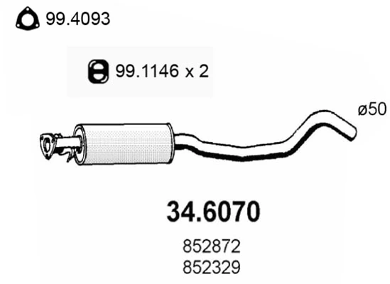 852329 Opel Глушитель центральный