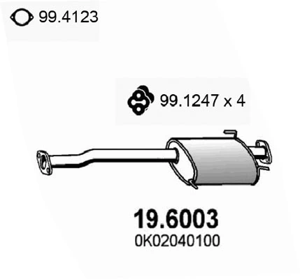 Глушитель задний 0K01840100D Hyundai/Kia