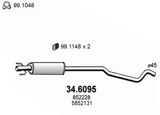 Центральная часть глушителя 5852066 Opel