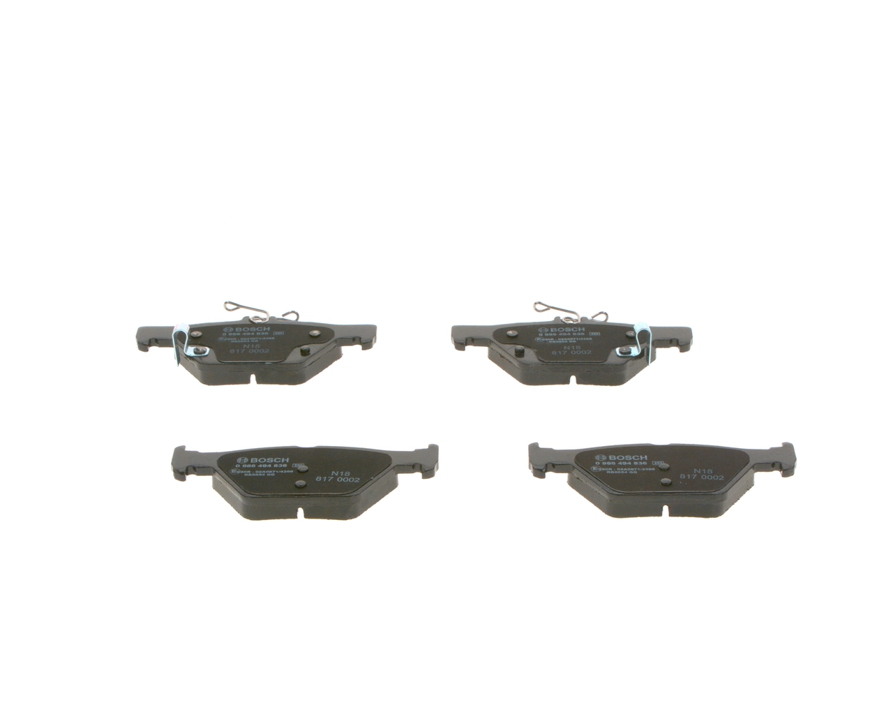 Задние тормозные колодки 0986494836 Bosch