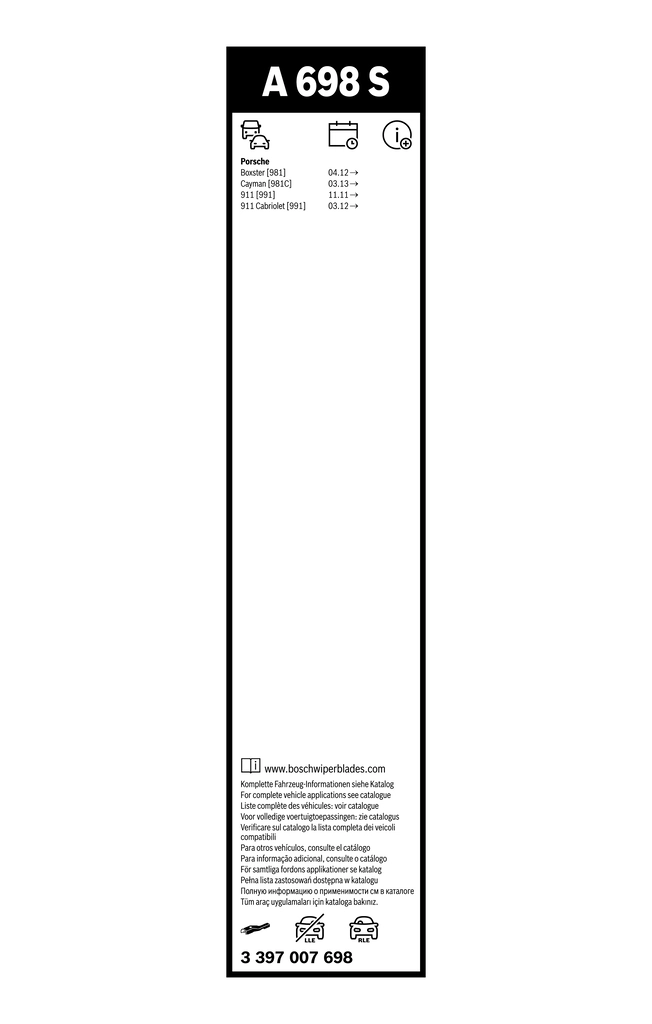 3397007698 Bosch Щетки лобового стекла