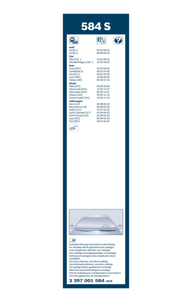 Limpa-pára-brisas do pára-brisas, kit de 2 un. Bosch 3397001584