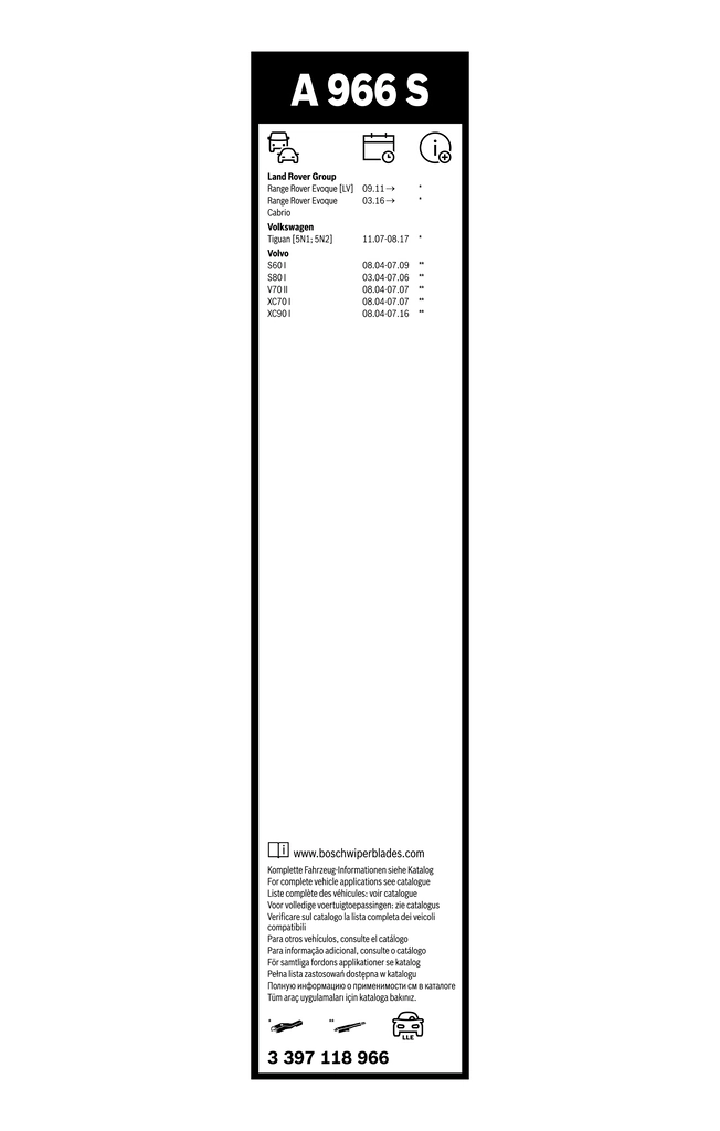Щетки стеклоочистителя 3D998012 AND