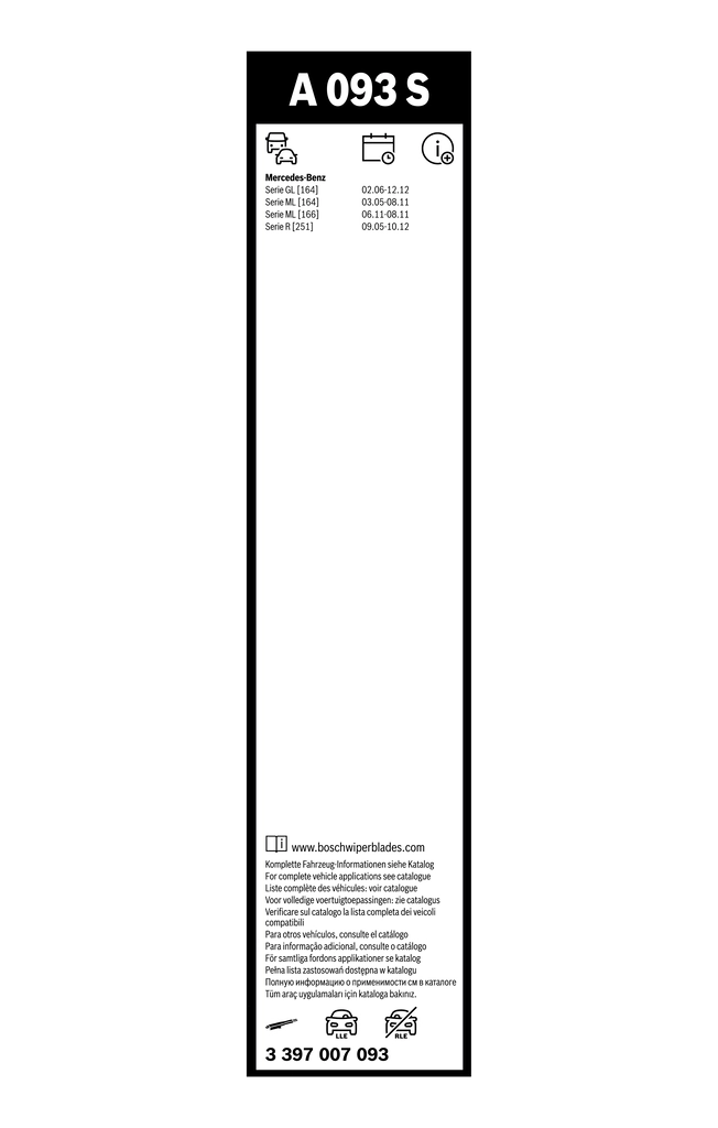 Купить 3397007093 Bosch Щетка-дворник лобового стекла пассажирская