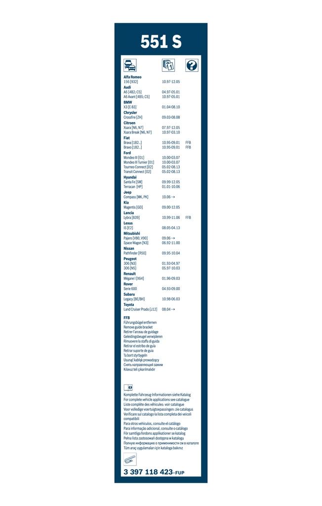 Limpa-pára-brisas do pára-brisas, kit de 2 un. Ford Mondeo 3 B4Y