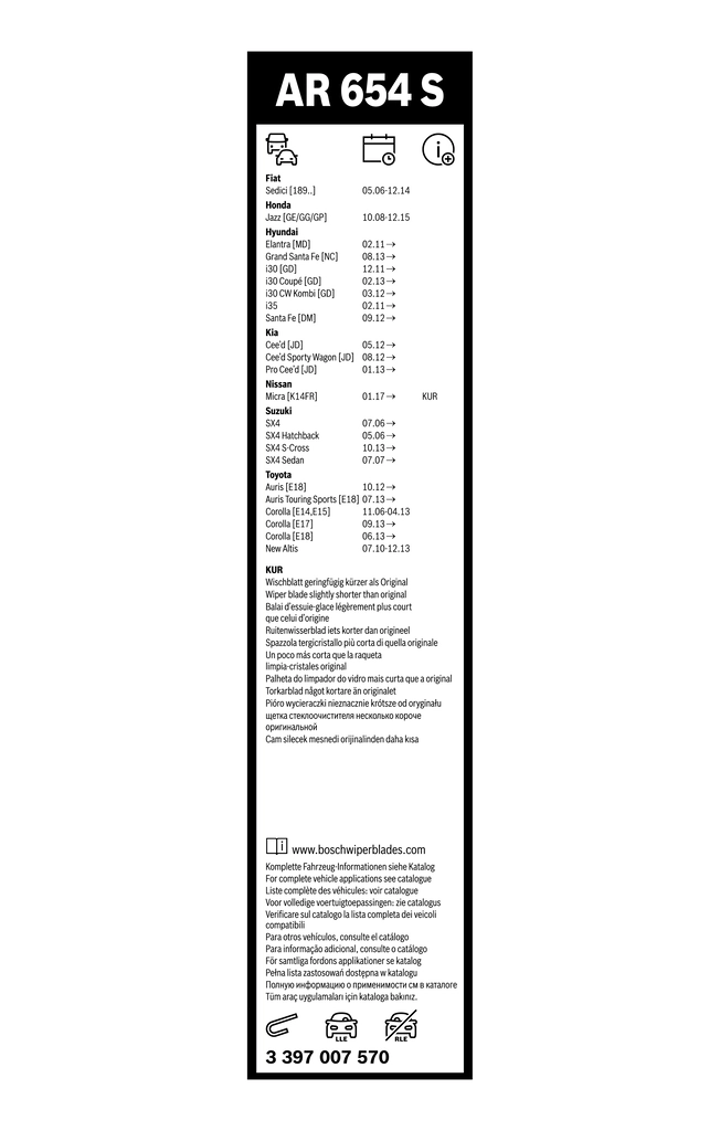 Limpa-pára-brisas do pára-brisas, kit de 2 un. Hyundai I30 GDH