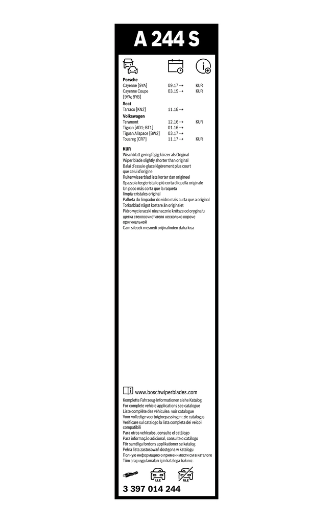 Щетки стеклоочистителя 3397014244 Bosch