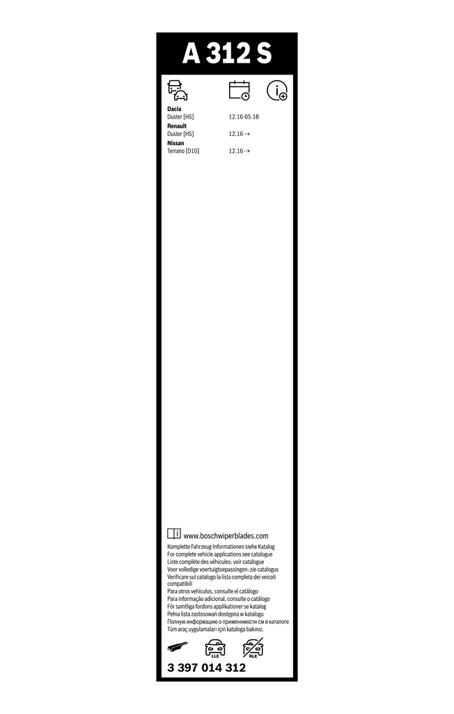Дворники Bosch 3397014312 цена, от 23.96 USD