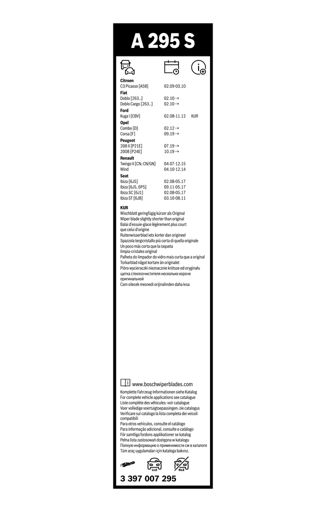 Дворники Bosch 3397007295 цена, от 23.87 USD