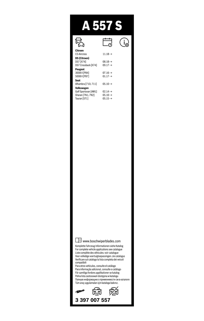 Limpa-pára-brisas do pára-brisas, kit de 2 un. Volkswagen Touran 3 5T1