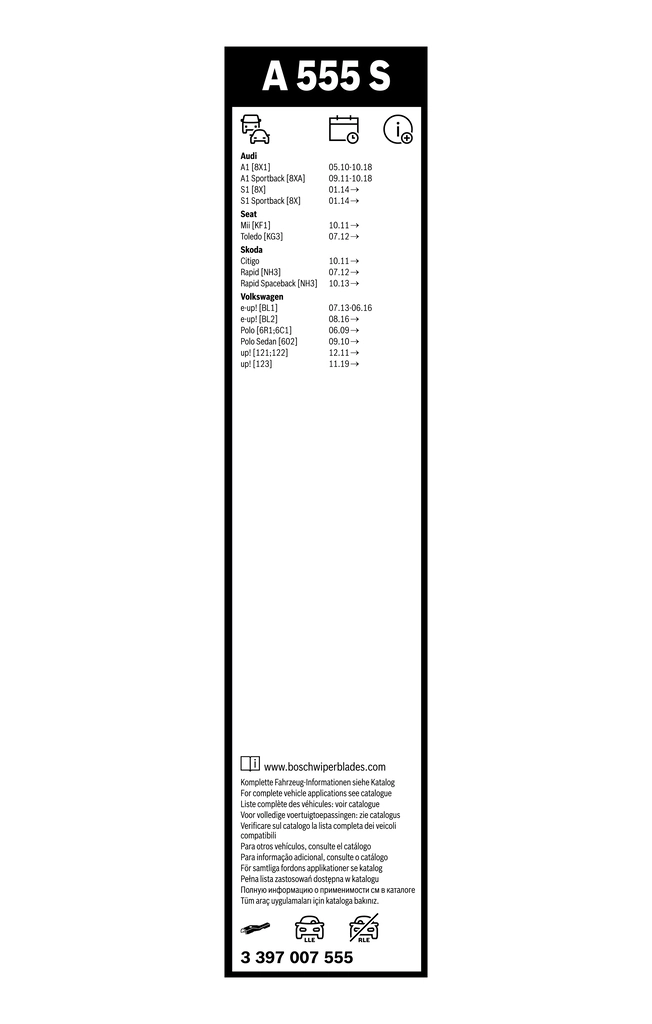 Limpa-pára-brisas do pára-brisas, kit de 2 un. Skoda Rapid NH3, NK3, NK6