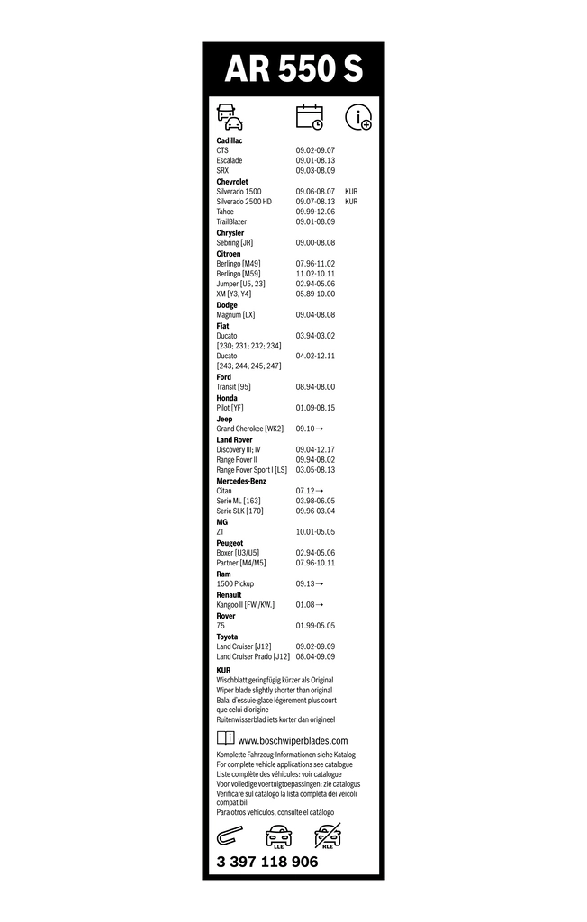 Limpa-pára-brisas do pára-brisas, kit de 2 un. Land Rover Range Rover L320