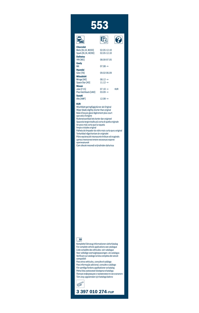 Limpa-pára-brisas do pára-brisas, kit de 2 un. Mitsubishi Space Star A0