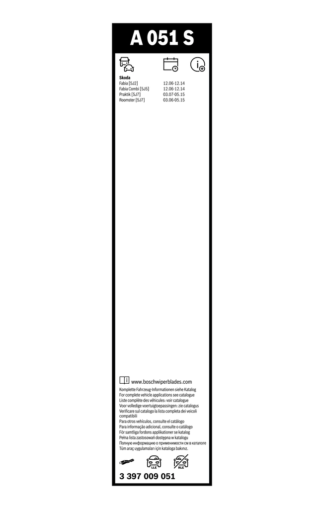 3397009051 Bosch Щетки лобового стекла
