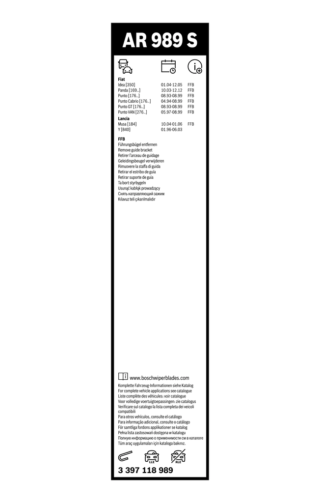 3397118989 Bosch Щетки лобового стекла