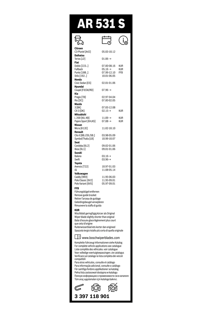 Compre Limpa-pára-brisas do pára-brisas, kit de 2 un. Fiat Punto 2