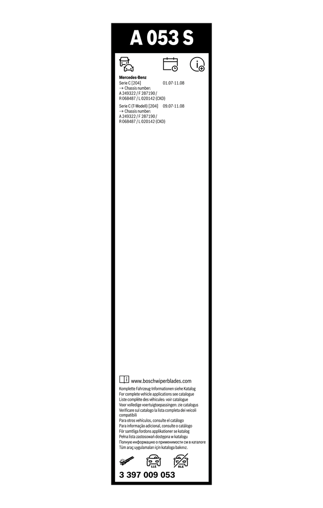 3397009053 Bosch Щетки лобового стекла