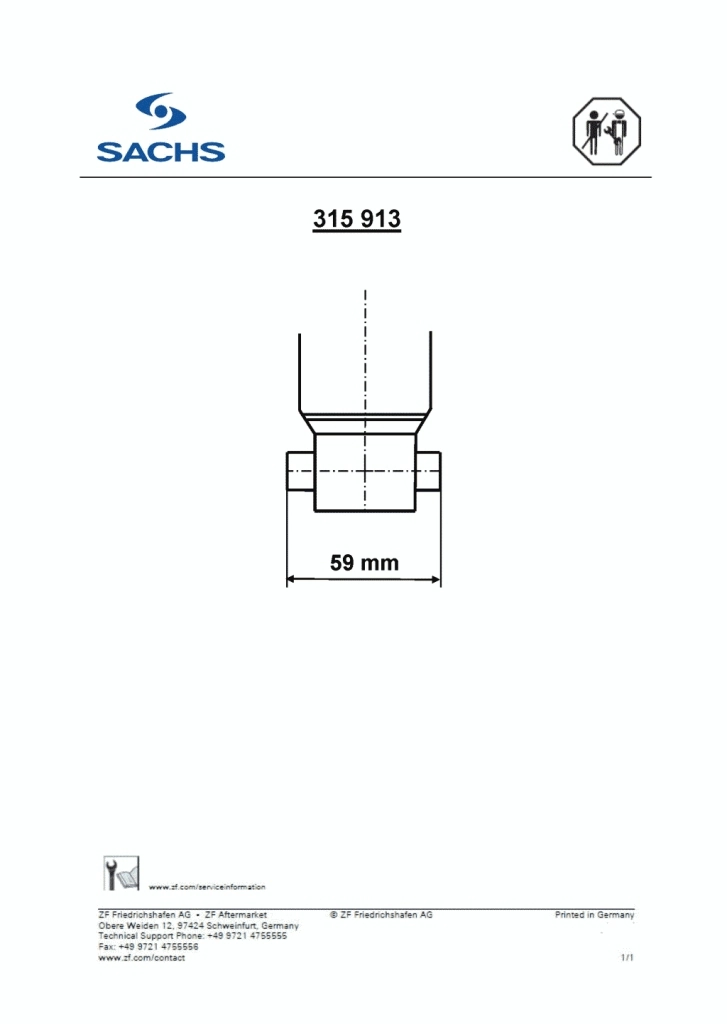 315913 Sachs Амортизаторы задние