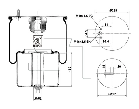 Пневморессора моста Blacktech RML75824C