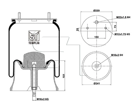 Пневморессора моста Continental/Siemens 4022NP05
